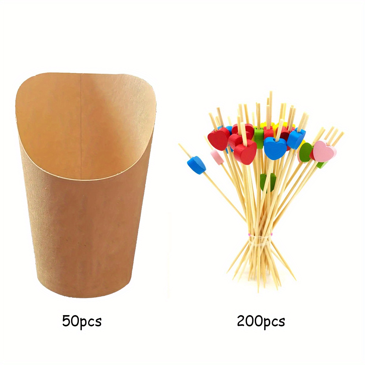 JuneHeart 14oz Charcuterie Cups Disposable with Sticks,Bags,Stickers and  Cocktail Picks,100pcs French Fry Holder Cups Appetizer Cups for