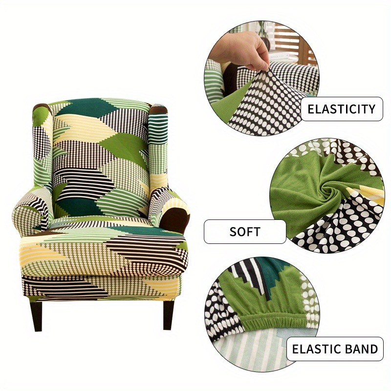 1 pieza Funda de sofá para sillón orejero con patrón de flor ala silla  moderno poliéster para casa, Moda de Mujer