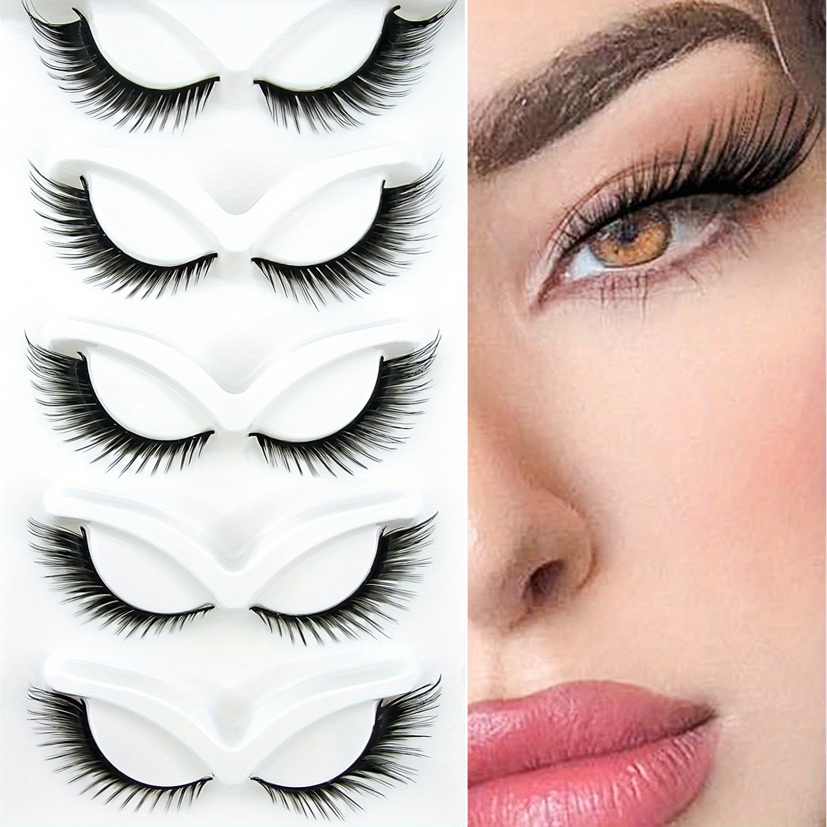 5 Pairs Of Natural-looking False Eyelashes With Wispy Designs, Suitable For Cat-eye And Fox-eye Styles, Perfect For A Fairy-like