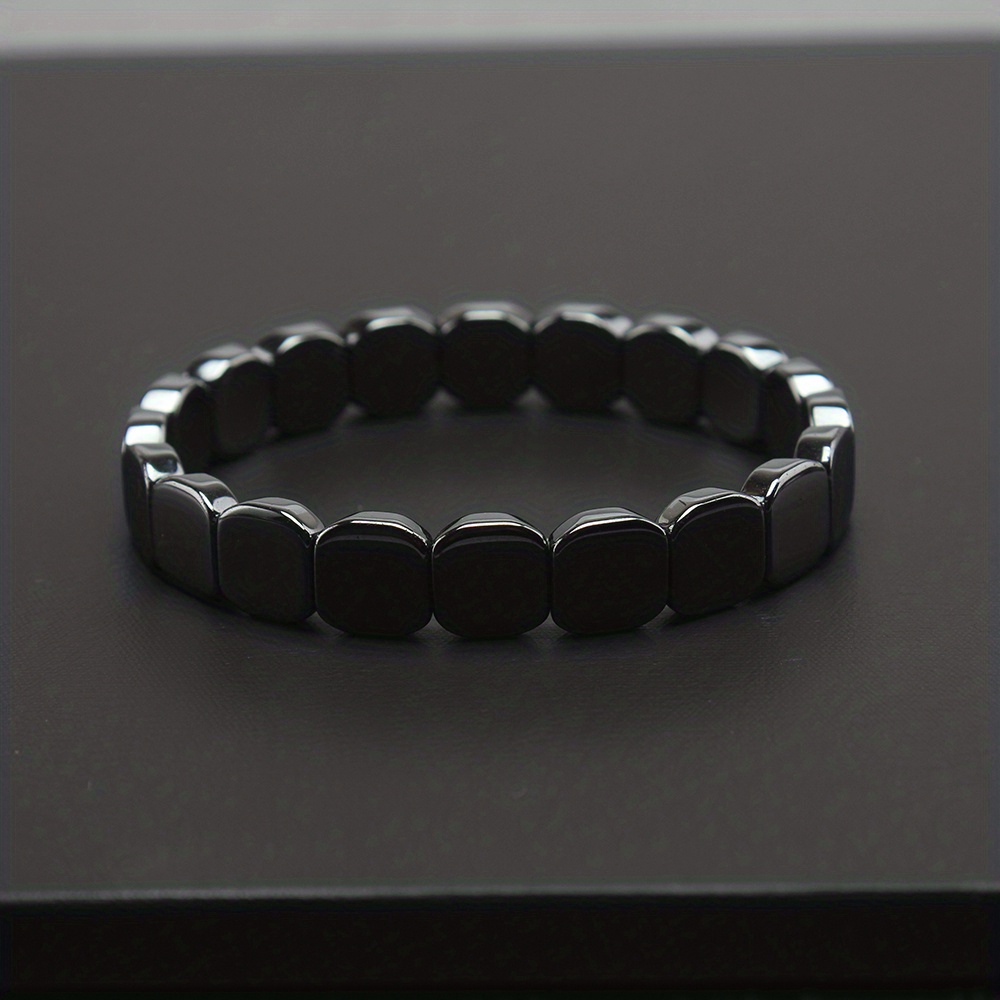 E-shop 1 Pc Stilvolles Retro-Schwarzer--Armband Schwarzer Gallstein Einfaches Und Vielseitiges Herrenquadrat Original -Armband Lässige Handdekoration