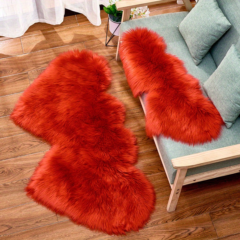 1pc fluffy rugs heart shaped rug     sheepskin rug soft long plush fluffy shaggy carpet area mats rugs girls bedroom sofa home decorative floor carpet details 6