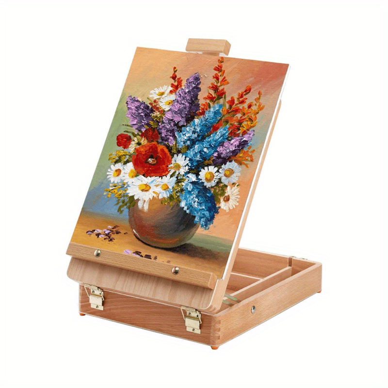 NJSV Portable Oil Painting Easel Sketch Box Artist Supplies Tripod Beech  Wooden Sorks Easel for Painting canvases Painting Easel Tabletop Easel  Easel