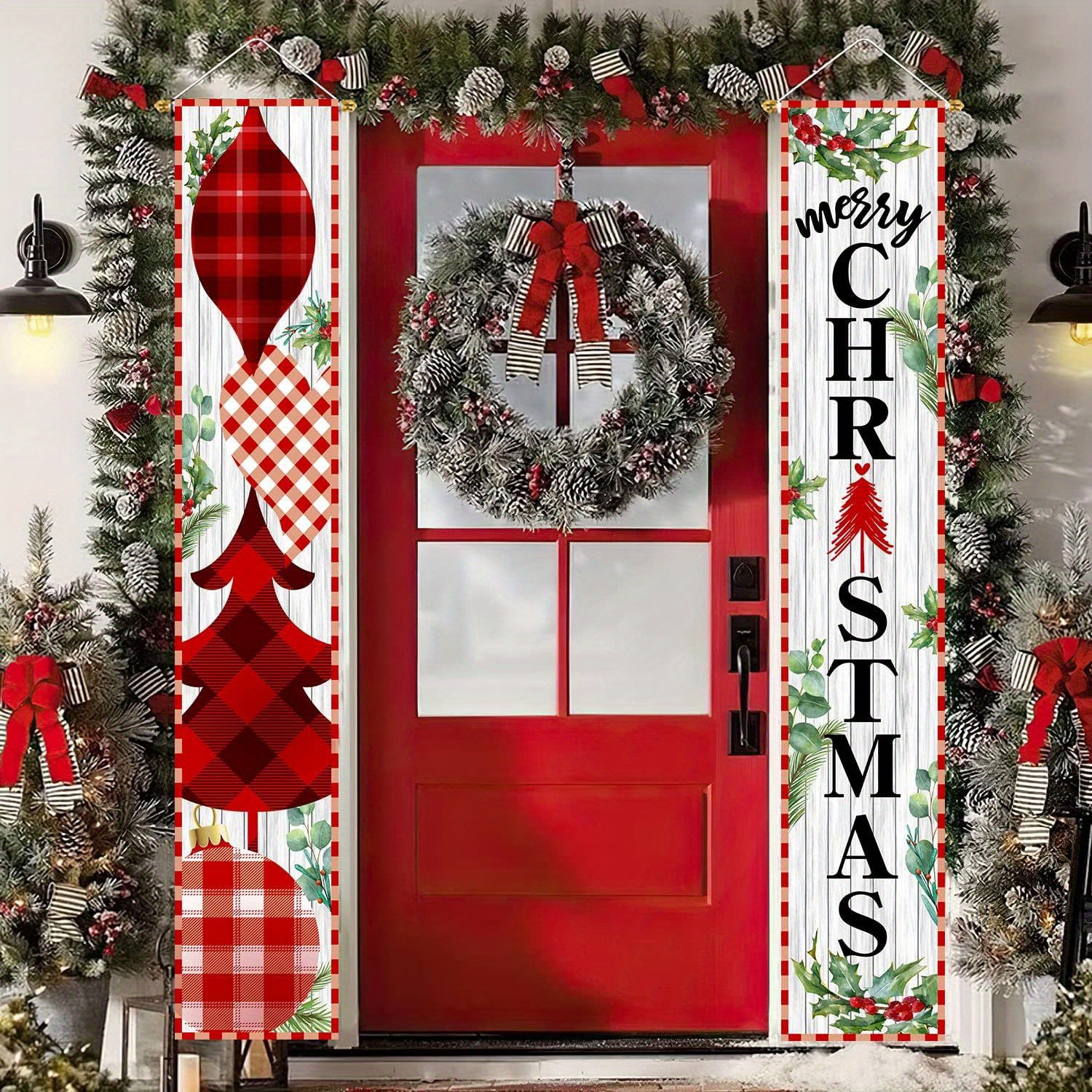 Merry Christmas Porch Sign Buffalo Check Plaid Christmas - Temu