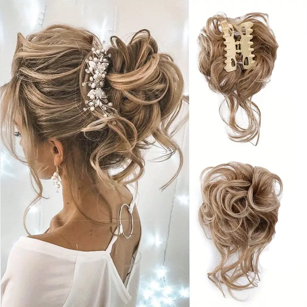 Messy Bun Hairpieces Curly Wavy Synthetic Hair Scrunchies - Temu