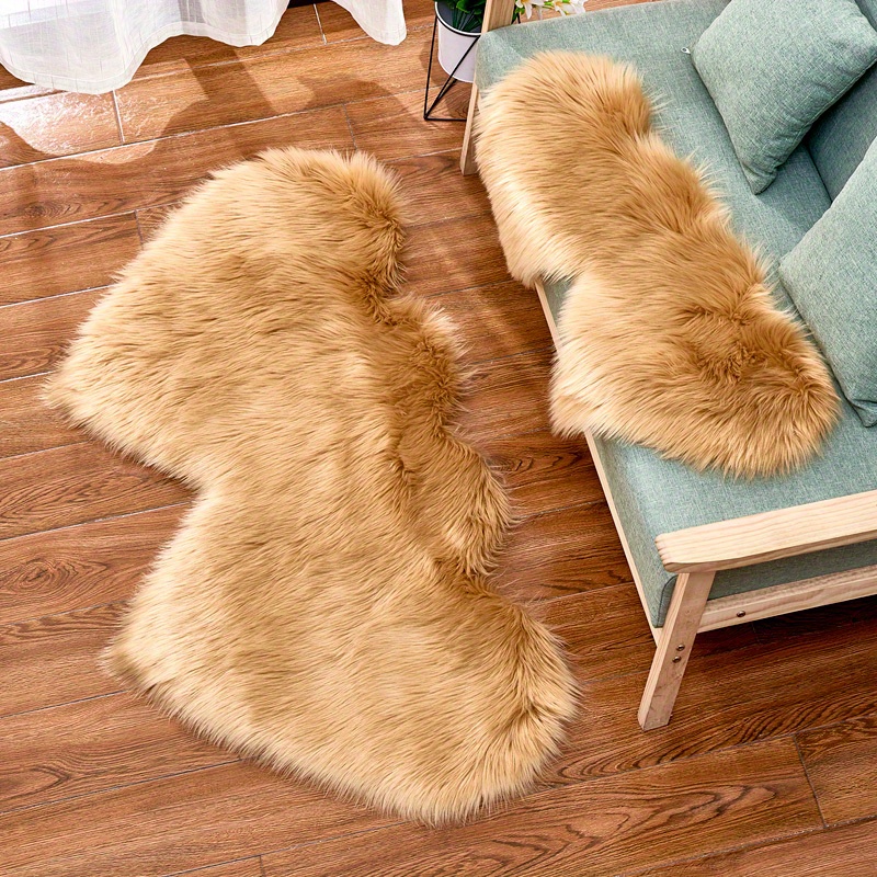 1pc fluffy rugs heart shaped rug     sheepskin rug soft long plush fluffy shaggy carpet area mats rugs girls bedroom sofa home decorative floor carpet details 7