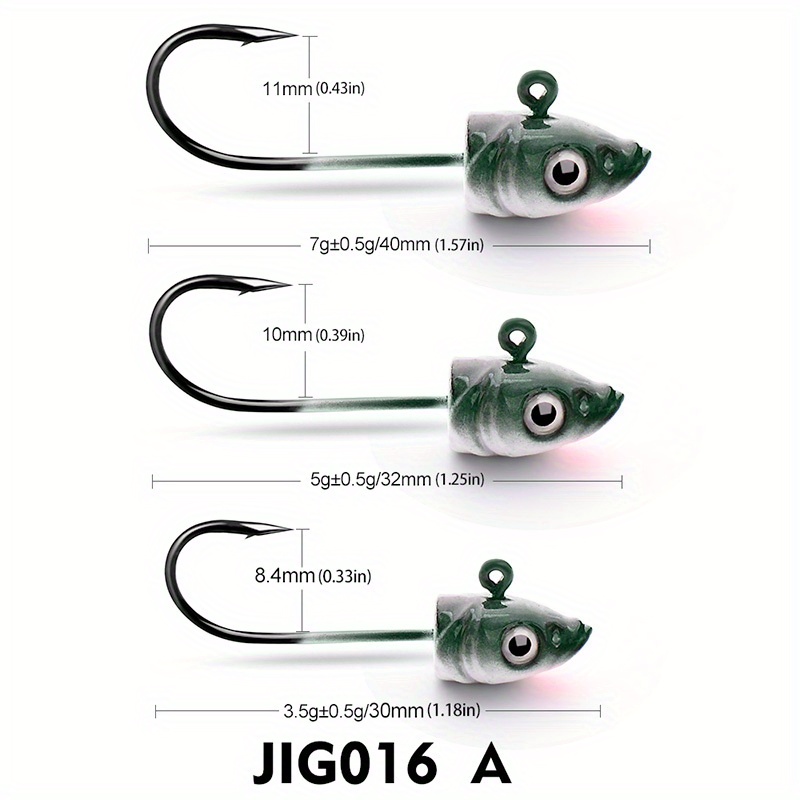 JOHNCOO Bullet Jig-Heads-Swimbait-Hooks 2.5g-10g Soft Lure Weighted Hooks  Jig Bait Fishing