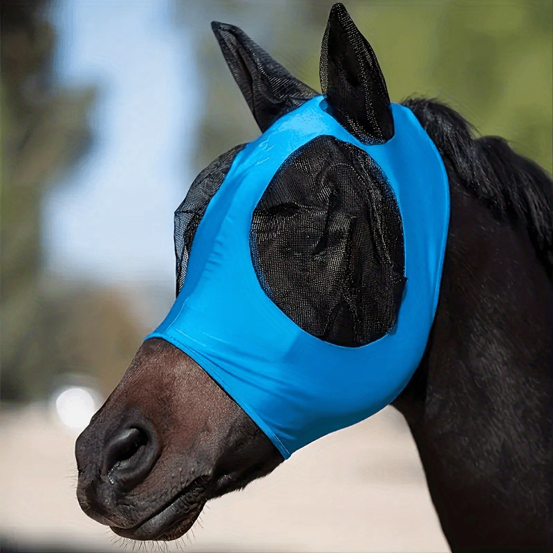 TEMU Breathable Horse Mask, Comfortable Mesh Horse Fly Mask With Ear, Equestrian Supplies