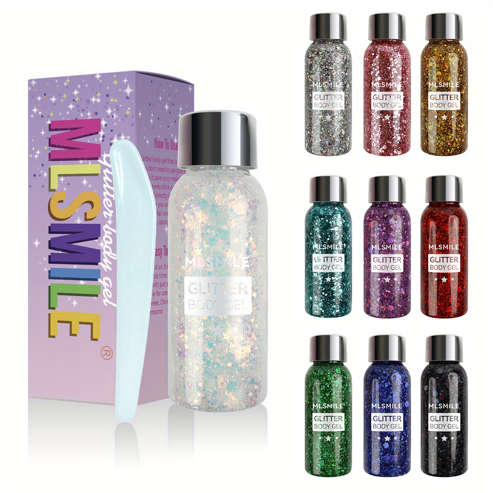 Set Gel Corpo Glitter A 10 Colori Sirena Crema Scintillante - Temu