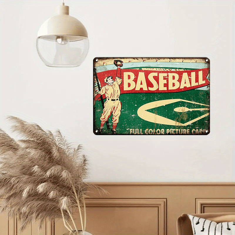 1pc Metal Tin Sign Baseball Gloves On American Flag Retro Baseball ...