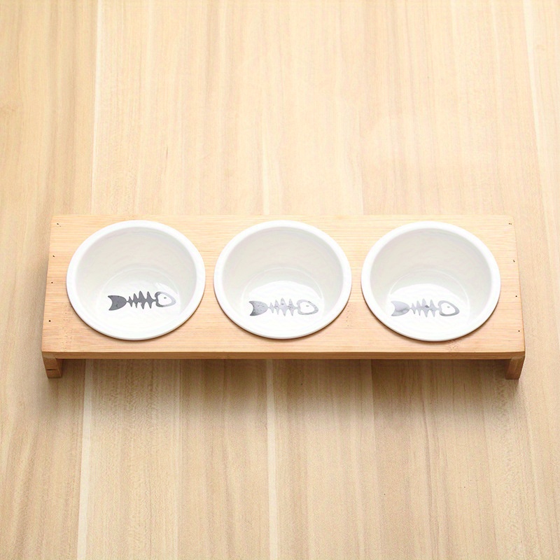 Ceramic Cat Bowls With Bamboo Stand: The Perfect Feeding Set For Indoor Cats!