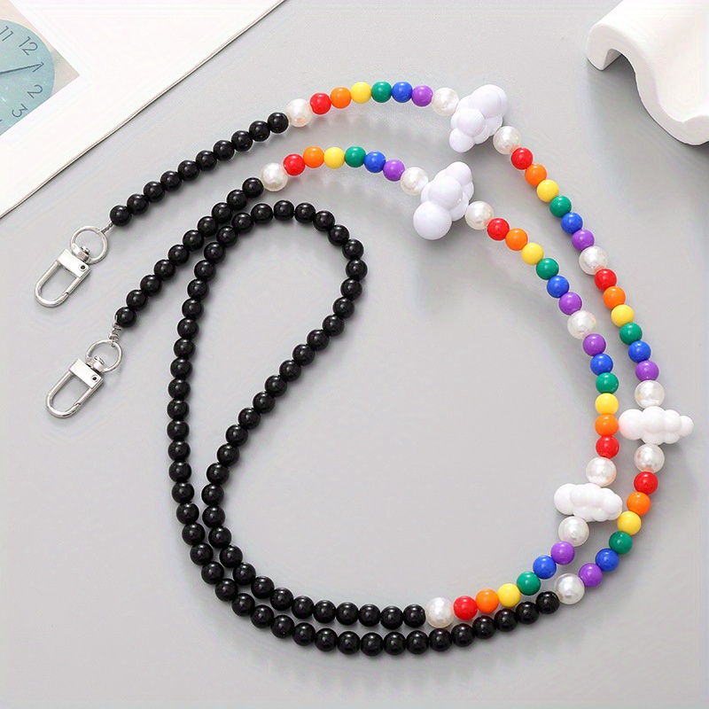 1strand Acrylic Beaded Mobile Phone Chain Pearl Strap Chain Temu