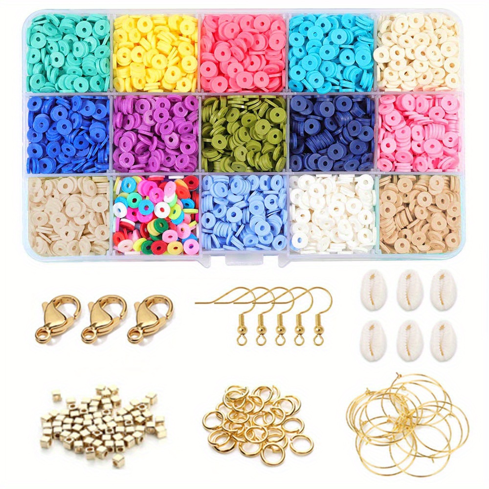 Clay Beads Set Multicolor Flat Round Polymer Clay Beads Handmade