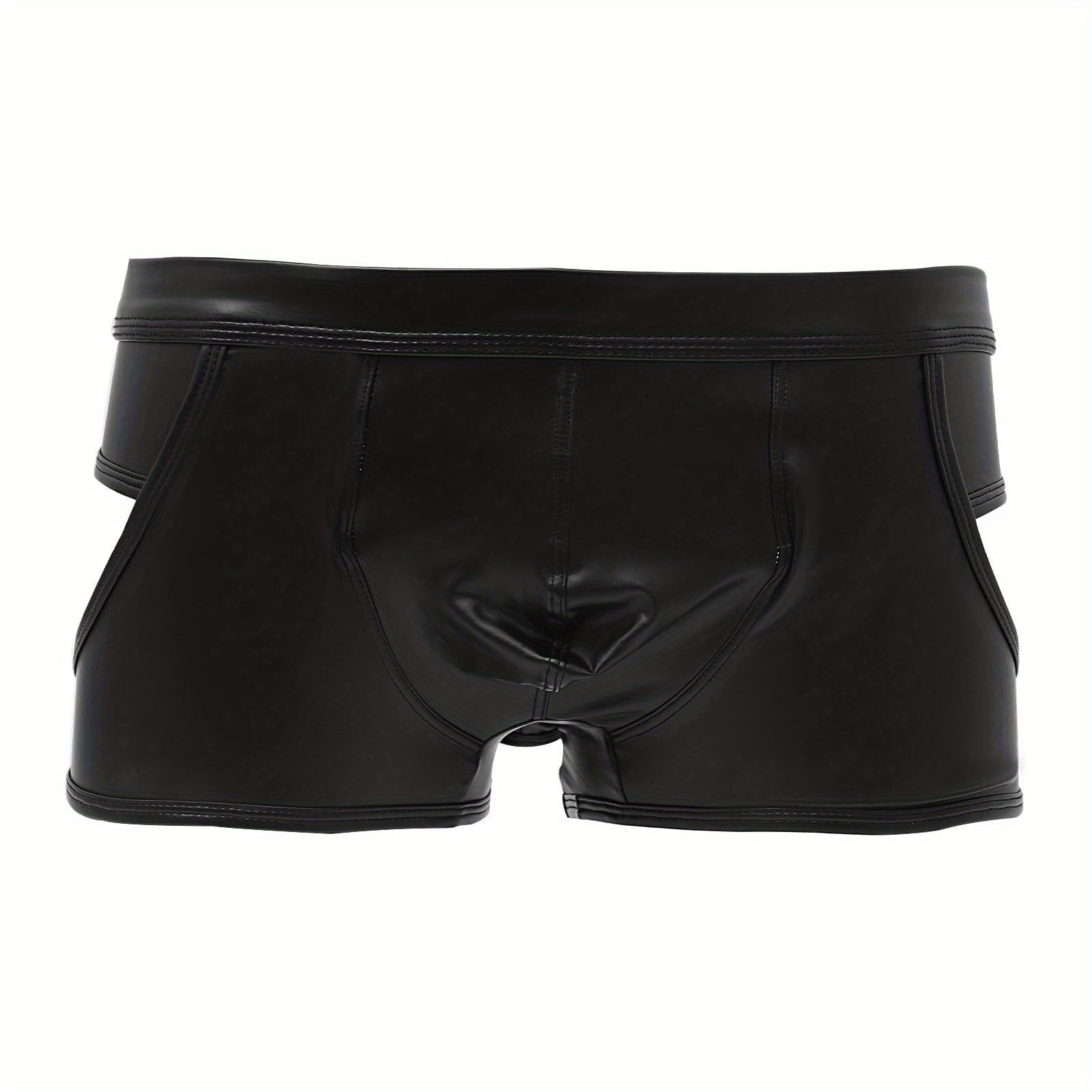 Men's Underwear Faux Leather Panties Sexy Low U Convex - Temu United Kingdom
