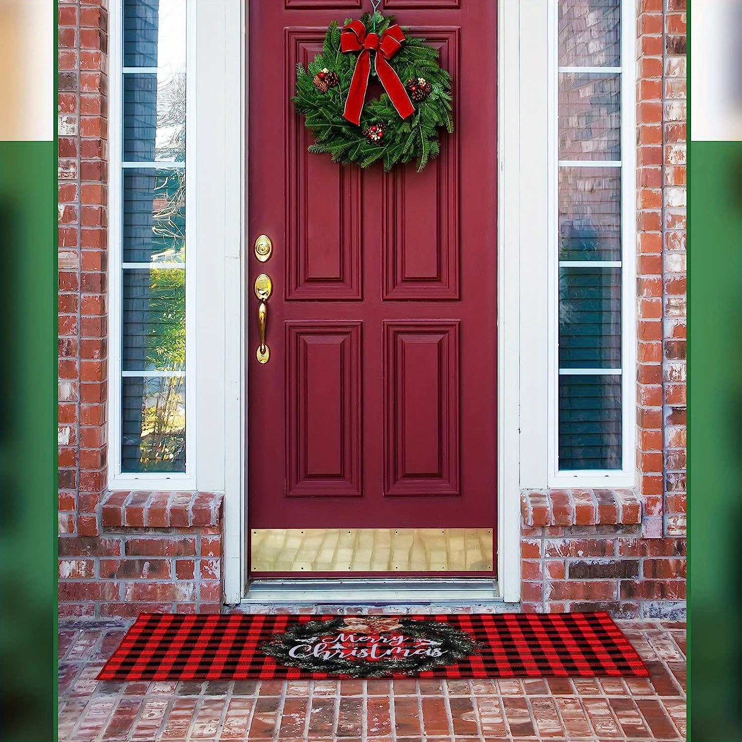 Christmas Door Mat Christmas Rug Christmas Decorations Buffalo Plaid  Christmas Tree Doormat Christmas Welcome Mat Indoor Winter Door Mat Outdoor  30x17 