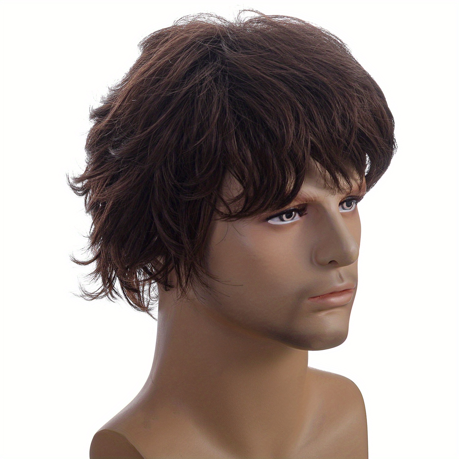 Men's Wig, Short Curly Hair Fashion Natural Oblique Bangs Wig details 3