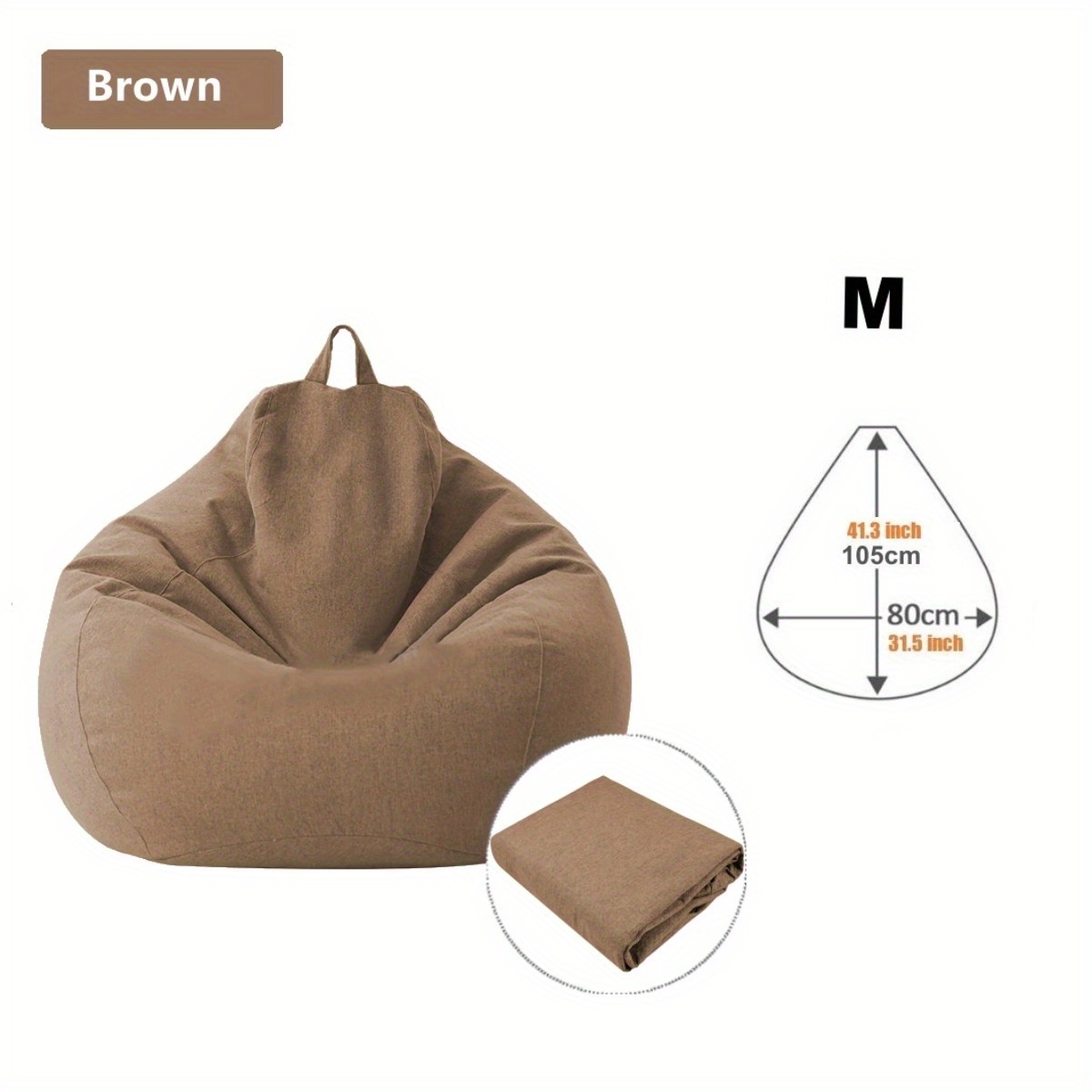 Bean Bag Cover (without Filling) Dark Brown Circular Soft - Temu