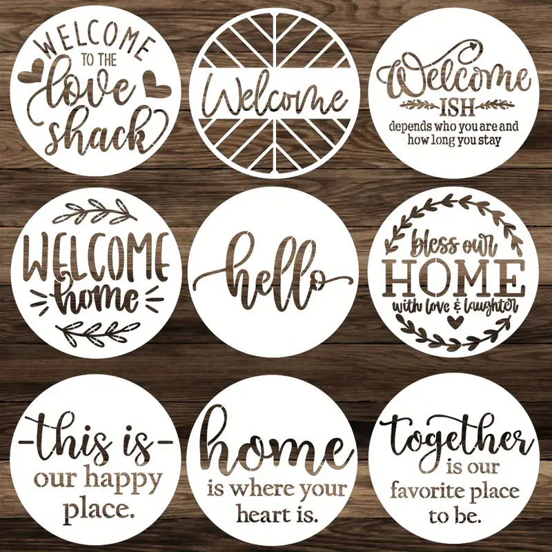 Welcome Stencils Painting Wood 7.87” Round Welcome Stencil - Temu