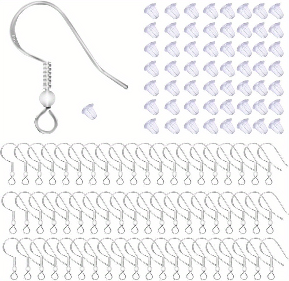  100 PCS/50 Pairs Earring Hooks, 925 Silver/Gold-Plated