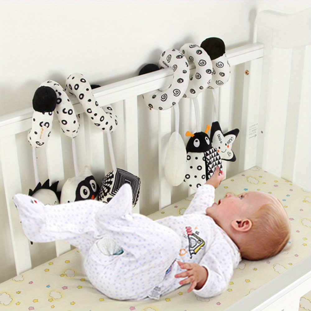 Jouets pour bébés Voiture Seatoller Jouets Jouets pour bébés Noir et blanc  Jouet bébé Spirale Peluche Activité Jouet