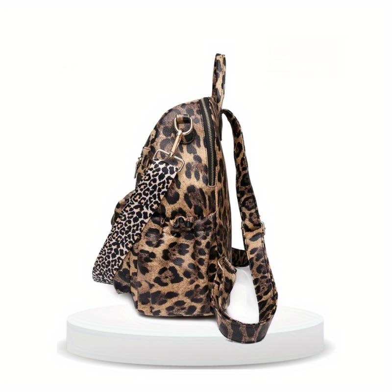 Leopard Print Backpack Purse Trendy Laptop School Travel Temu