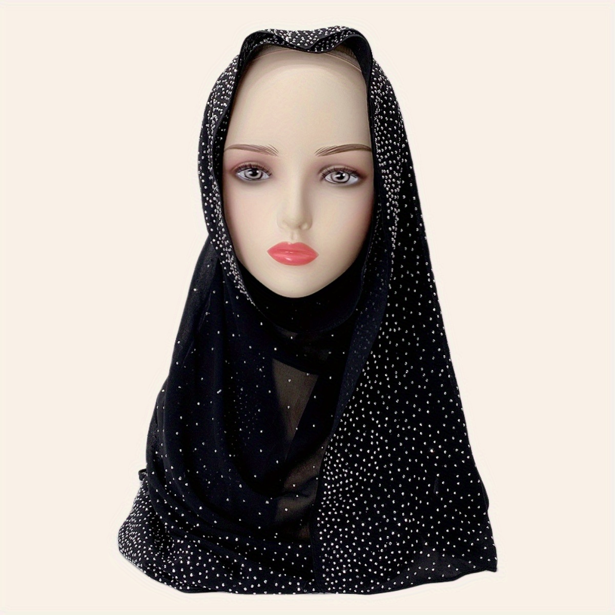 Black Rhinestone Hijab