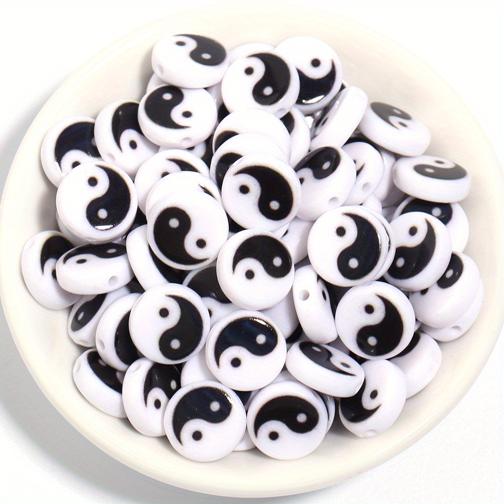 Tai Chi Bagua Shell MOP Charm Pendant beads Shell Black White Round gossip  yin yang Accessories for DIY Hairpin Jewelry Making