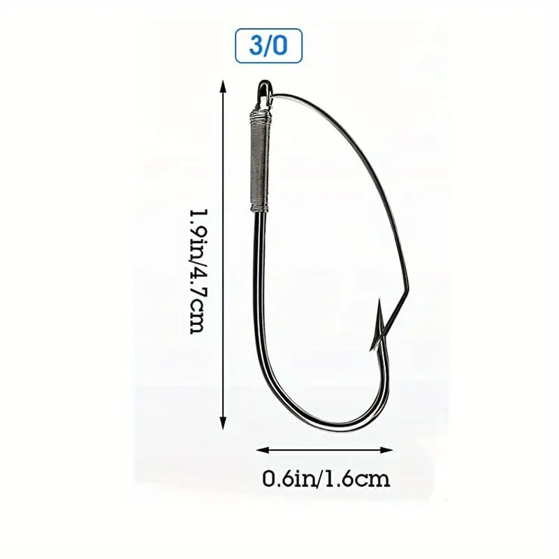 30pcs Premium Carbon Steel Weedless Fishing Hooks for Wacky Worm Baits -  Wide Rig Design for Maximum Hookups (2/0 or 3/0)