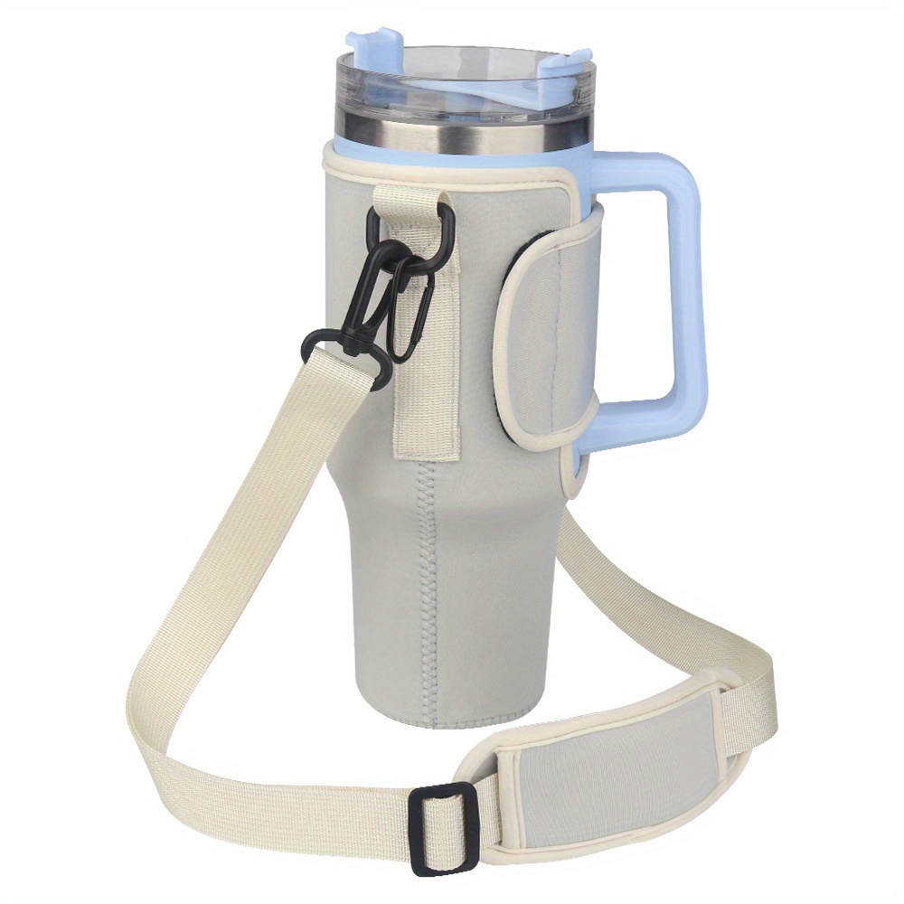 Adjustable Shoulder Strap Carrier Bag for Stanley 40oz Tumbler Water Bottle  - Portable Outdoor Bottle Holder with Fabric Cup Cover 