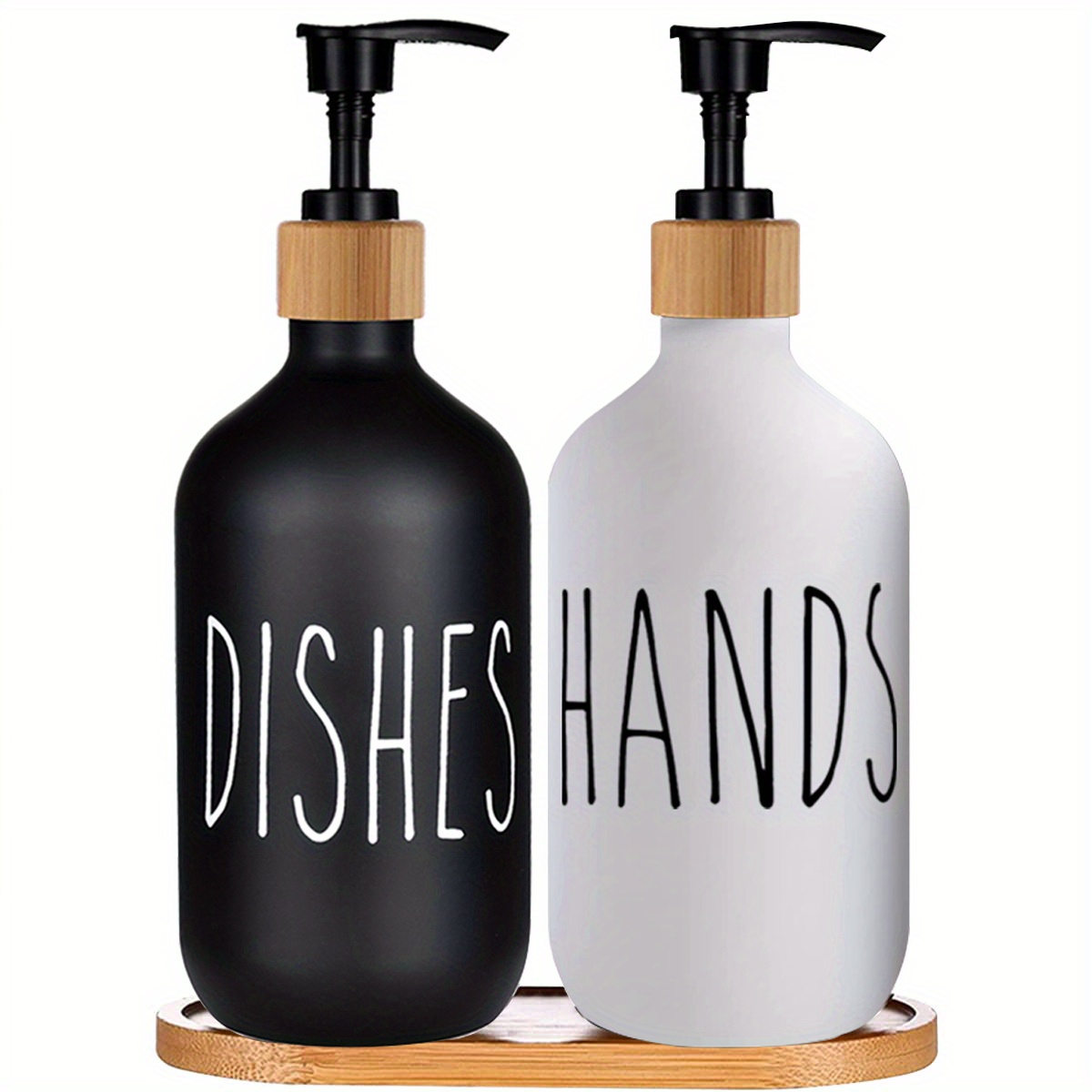 Stylish Black Dish Soap Dispenser Set With Tags - Temu