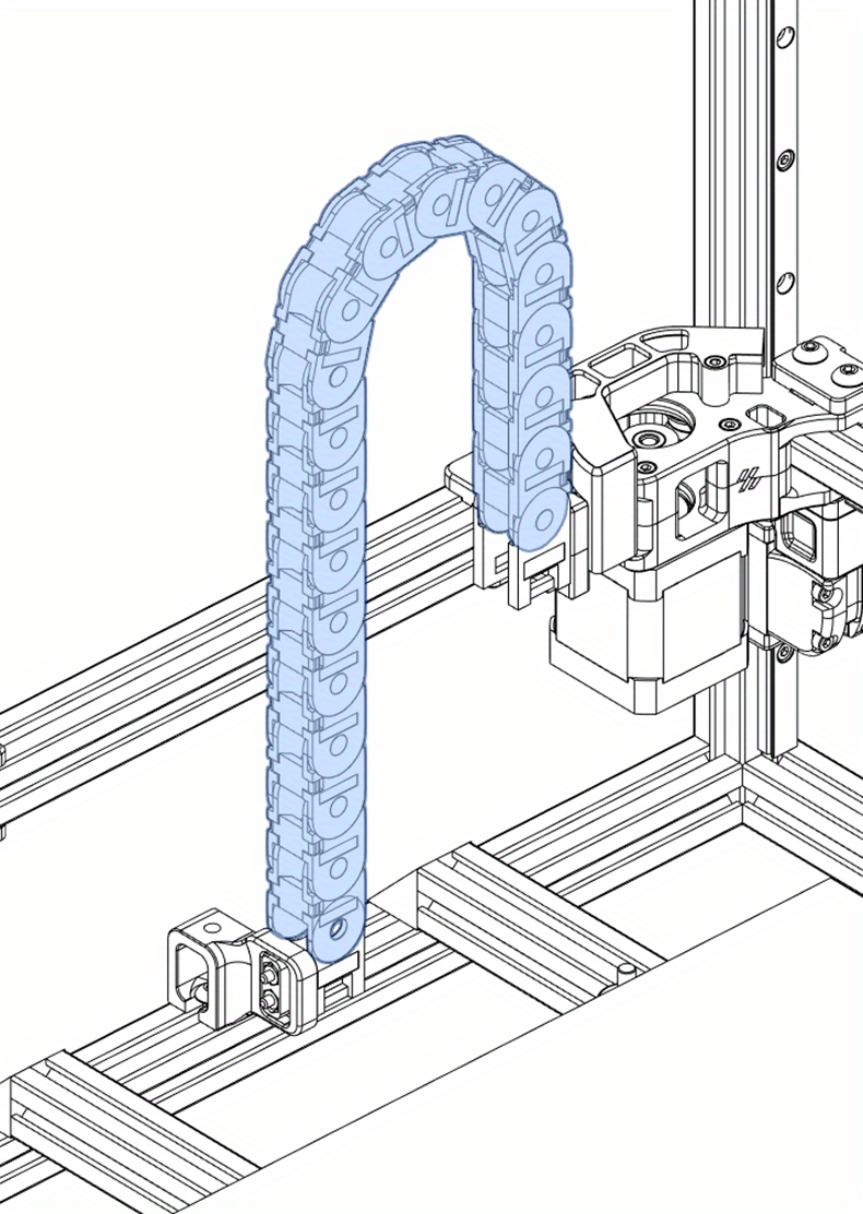 open Drag Chain bridge type 7x7 10x10 10x15 10x20 15x20 18x18 L1m Cable  Carrier with Ends for CNC 3D printer Voron Trident 2.4