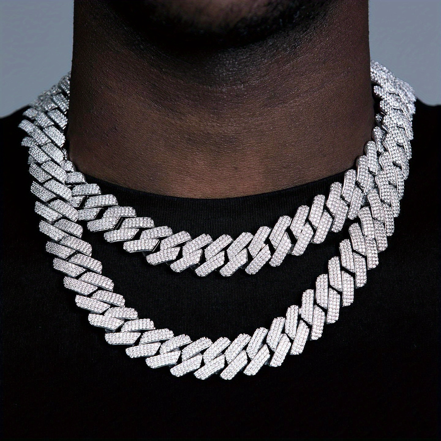 1 szt. 20mm Lodowa Kolczasta Łańcuch Kubański, Męski Luksusowy Złoty Naszyjnik Miami Cuban Link, Biżuteria Hip Hop Fashion Unisex, Prezent na Dzień Ojca szczegóły 5