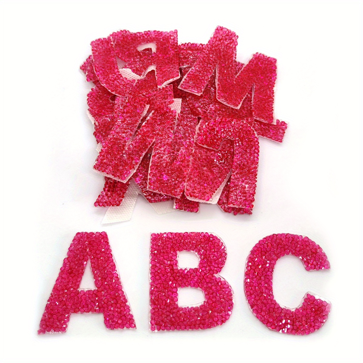 2 Bling Sparkle Rhinestone Iron On Sew Patches Alphabet Letters Badges  Applique