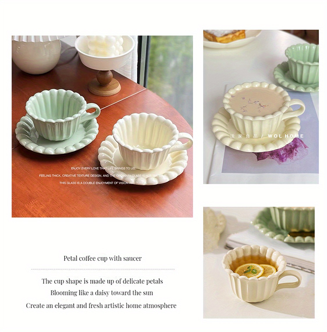 Tulip Teacup And Saucer Flower Shaped Ceramic Coffee Cup And - Temu