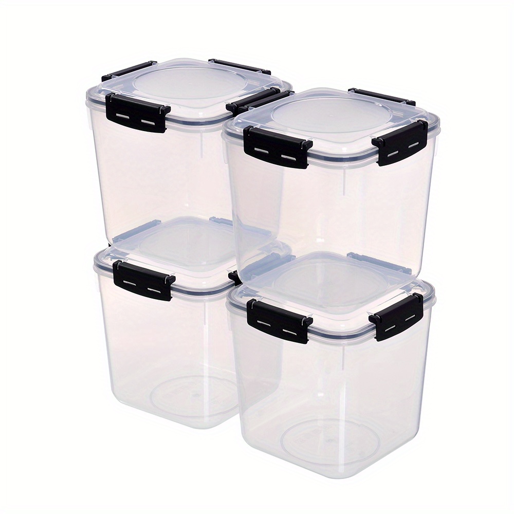 4pcs Large Capacity Storage Box, 4.4L/148oz Clasp Detachable Design,  Thicken Airtight Food Storage Containers With Lids, BPA Free, Waterproof,  Pantry