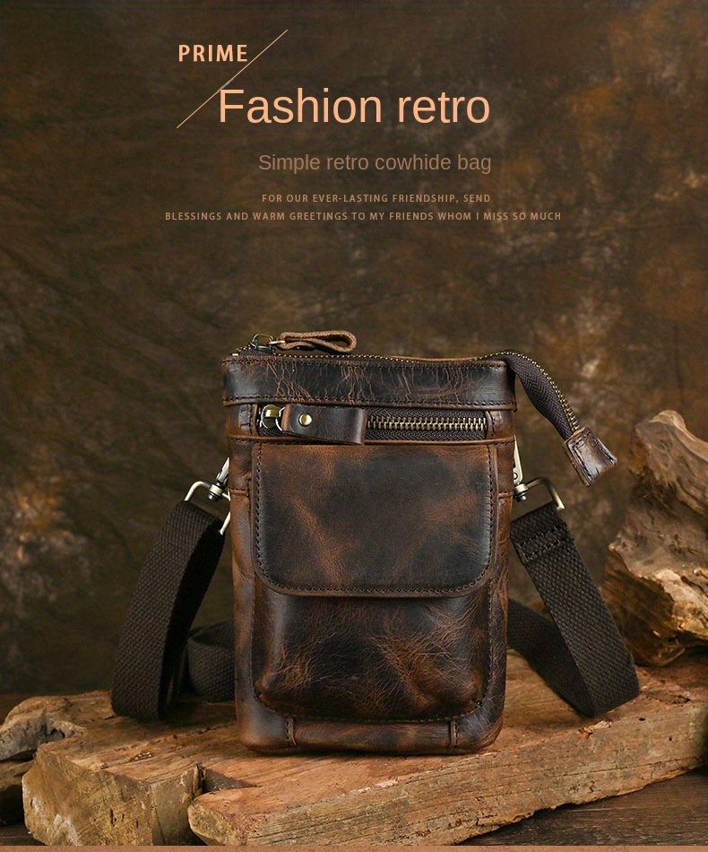 Men's Vintage Genuine Leather Waist Bag High Quality Multifunction  Crossbody Pouch Mobile Phone Bag Sports Bag - Temu