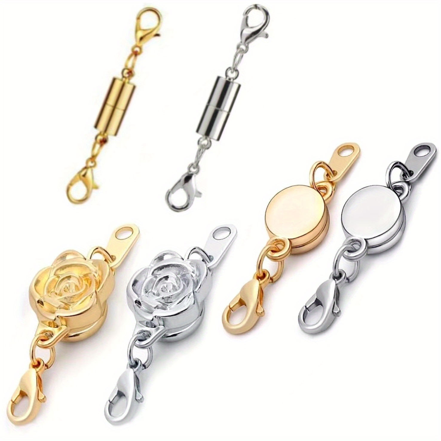 12 Pieces Magnetic Necklace Clasp Locking Magnetic Jewelry Clasp Closures  Bracelet Extender for Woman Jewelry Making Round Necklace Clasp Closures