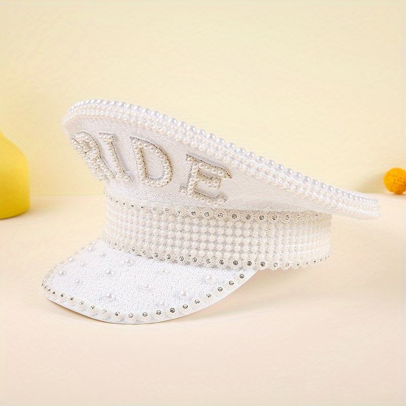 Fever Deluxe Sequin & Pearl Bride Captains Hat