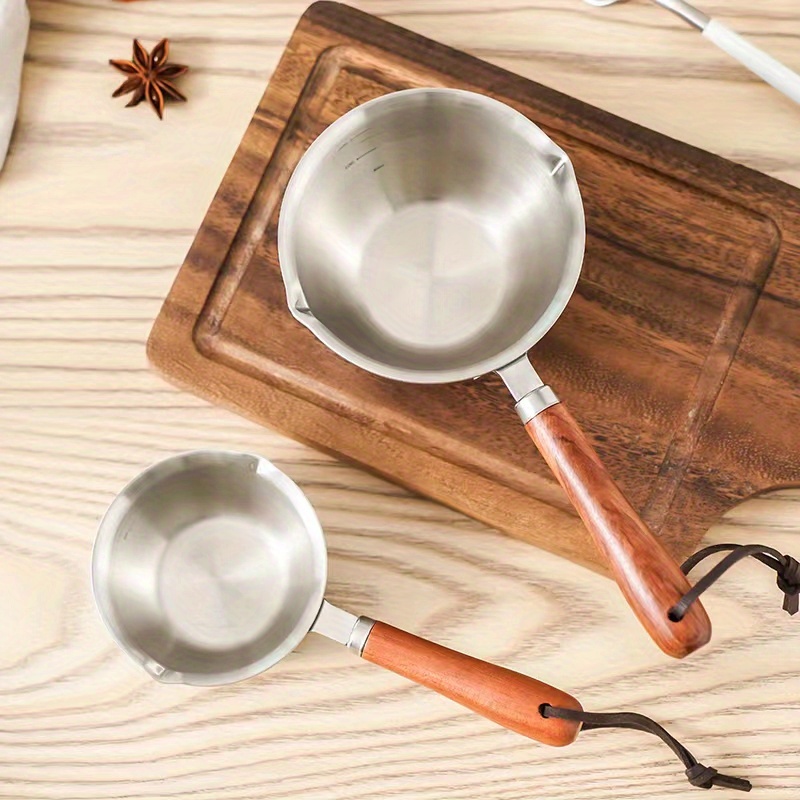 Dual Spout Warmer, Stainless Steel Mini Melting Pot with Wooden Handle,  Multifunction Milk Pot Chocolate Melting Pan for Kitchen (200ML) - Yahoo  Shopping