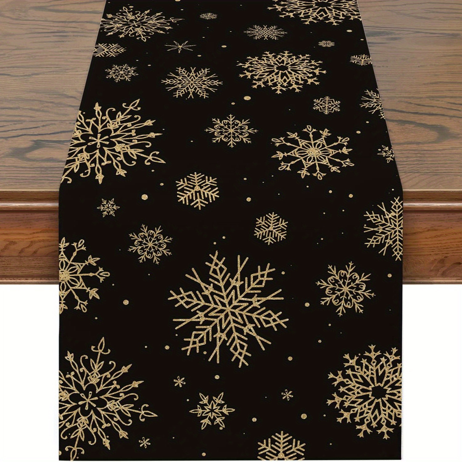 Winter Table Runner Snowflake Decorations White Gold Winter - Temu