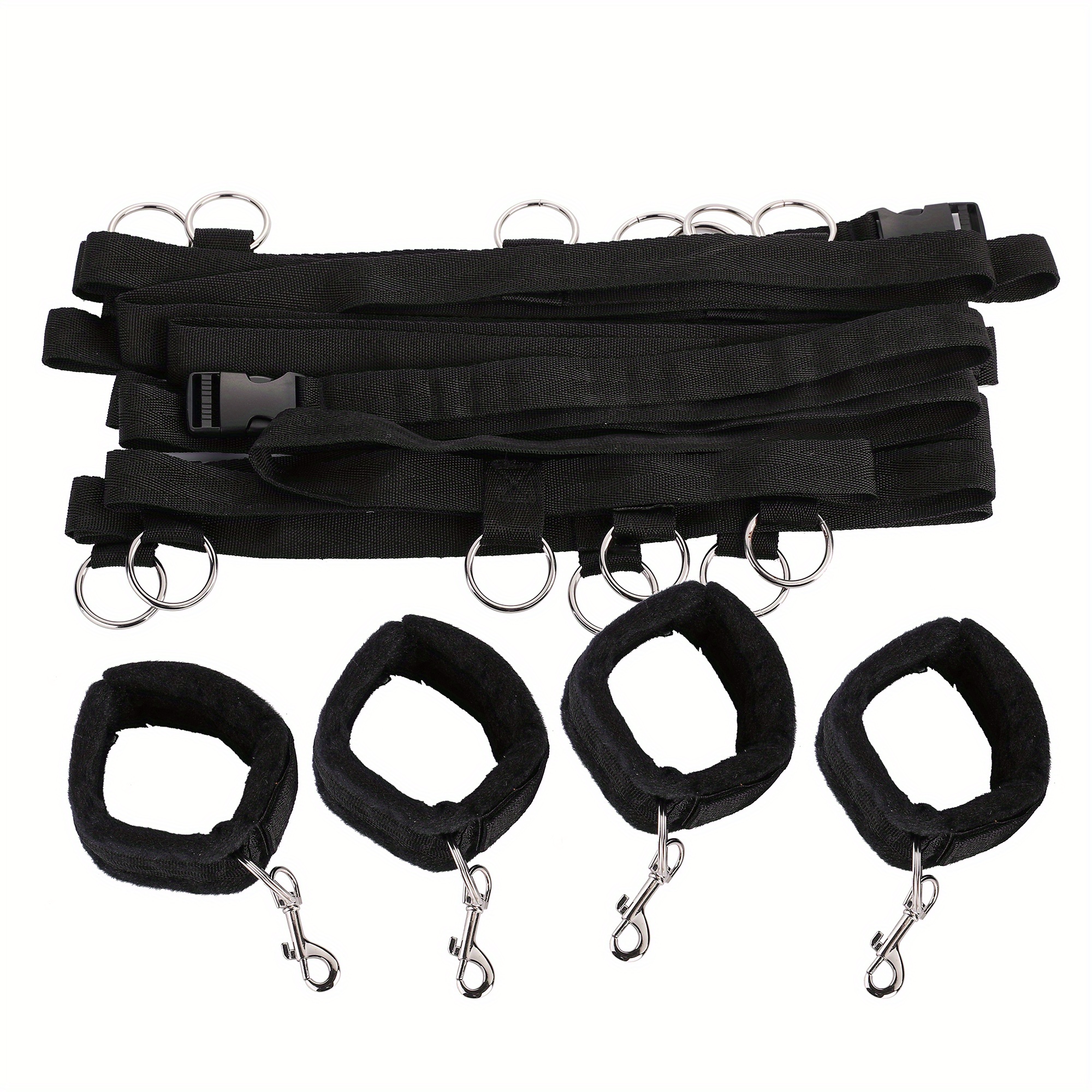 Bed Bondage Set Ankle Cuffs Restraint Rope Kit Handcuffs System
