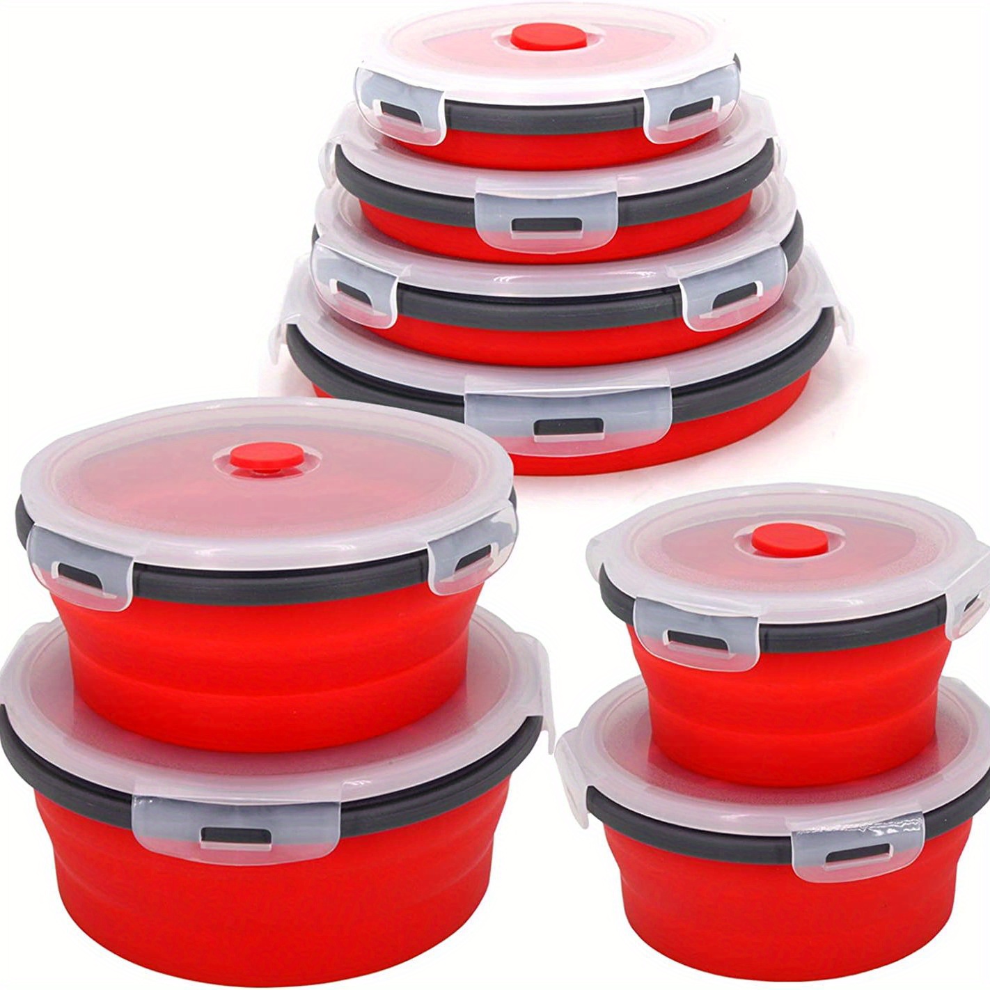 Reusable Collapsible Bowls With Lids - Silicone Meal Prep