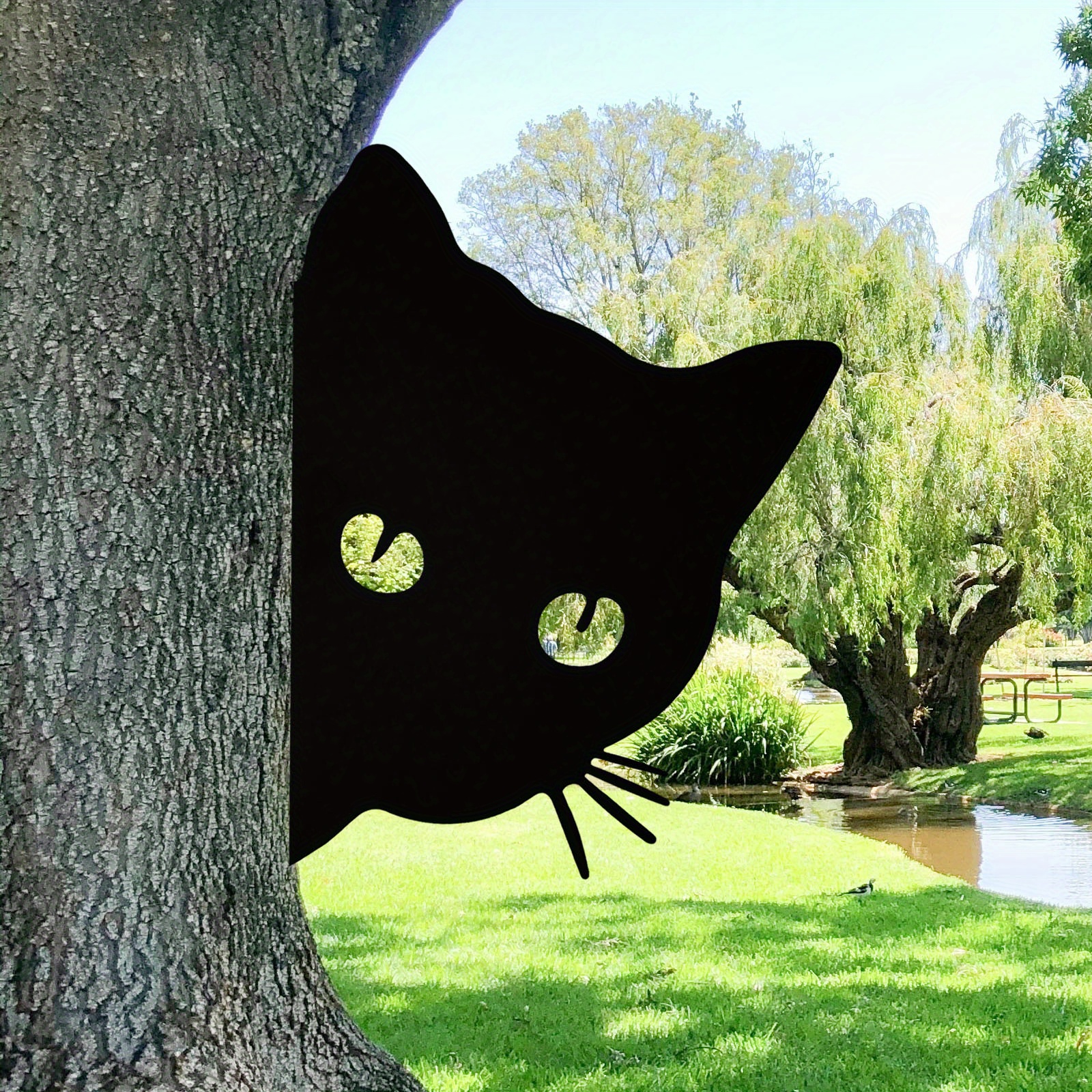 Black Cat Outdoor Decorative Sculpture Crafts Black - Temu