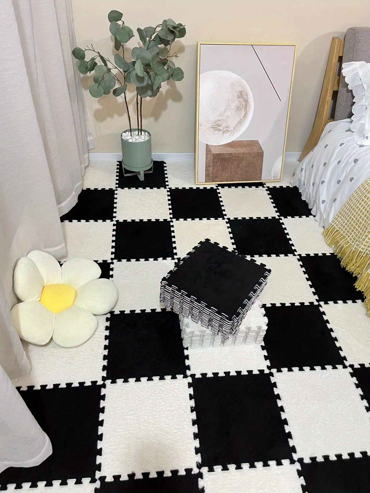 12PCS Plush Puzzle Foam Floor Mat for Kids- Thick Interlocking Fluffy Tiles  with Border Square Rug S…See more 12PCS Plush Puzzle Foam Floor Mat for