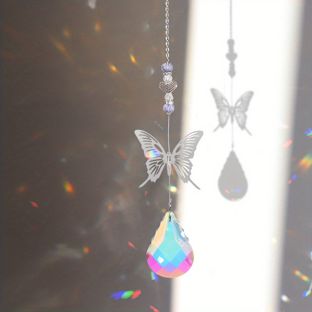 Butterfly Wind Chimes With Decorative Fake Crystals Beads - Temu