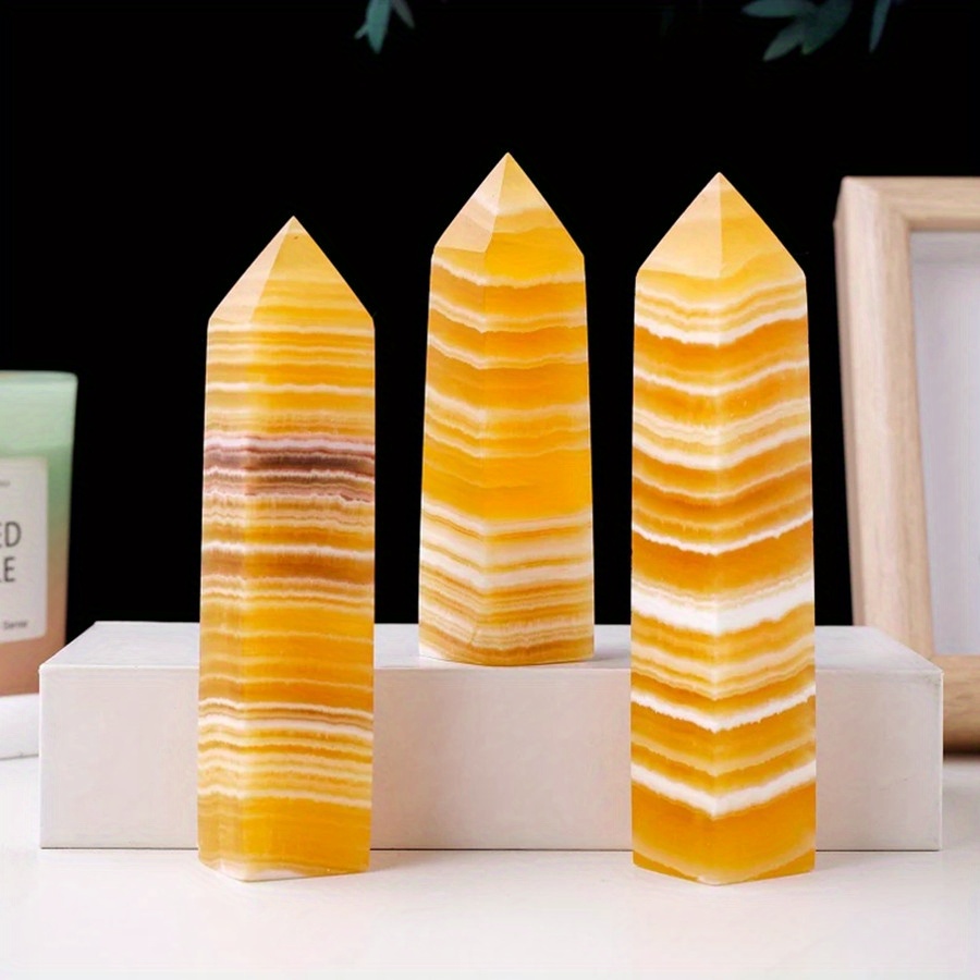 Yellow Calcite Tower Energy Crystal Home Decor Office - Temu