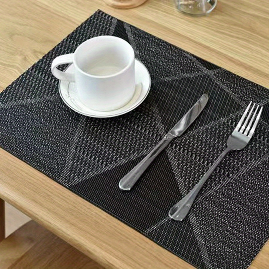 Rectangular Placemat With Irregular Bar Pattern, Double-sided Kitchen Table Use Heat-resistant And Non-slip Mat Washable Durable Pvc Table Pad