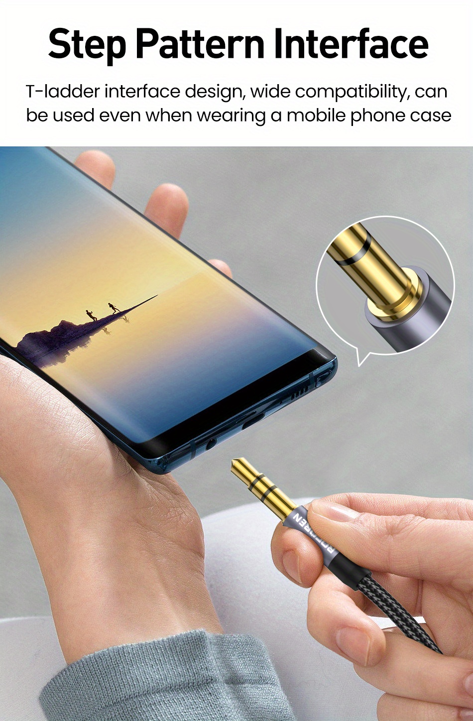 Rocoren 3.5mm Audio Cable Nylon Braided Aux Cord Cable Male To Male Stereo Hi-Fi Sound For Headphones Car Home Stereos Speakers Tablets Compatible With IPhone/iPad/iPod Echo & More