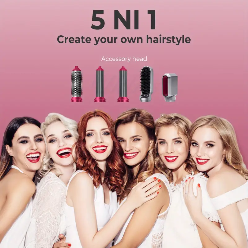 5 in 1 hair styler blow dryer brush negative ionic hair dryer brush electric hot air brush detachable brush heads comb for straightening automatic hair curler air styling curling iron details 8