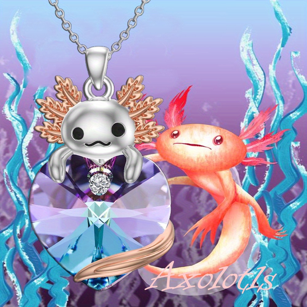 Axolotl Heart Gem Necklace