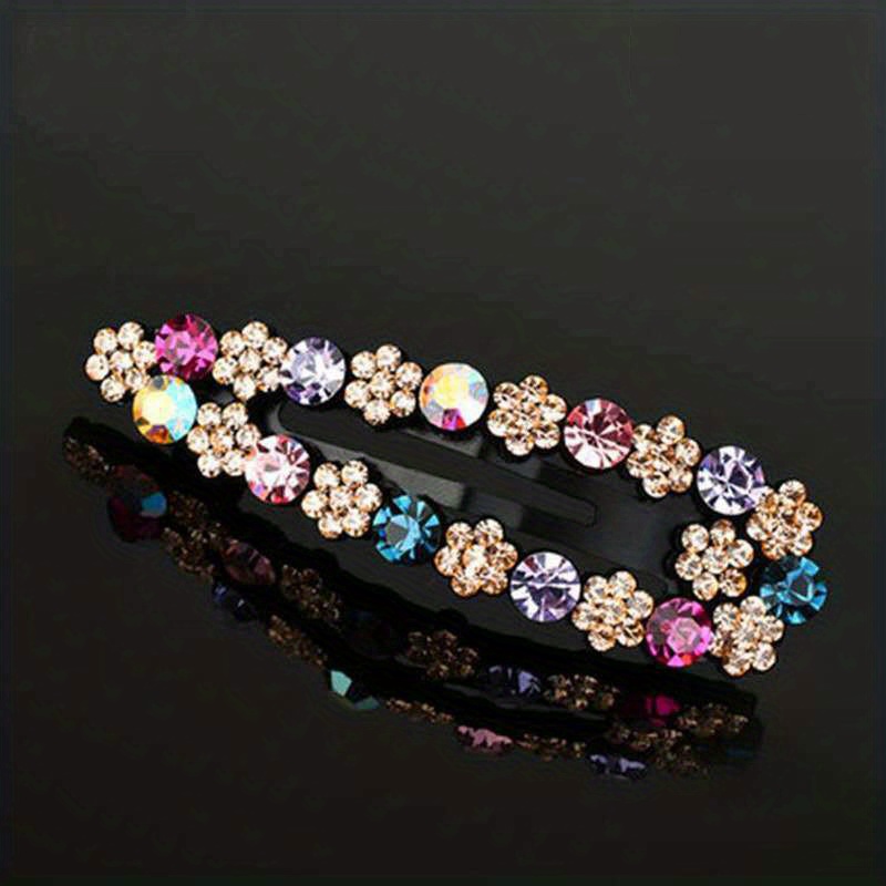 Shiny Rhinestone Hollow Metal Hairpin For Side Hair Bang Braids Women Female Elegant Hair Accessories